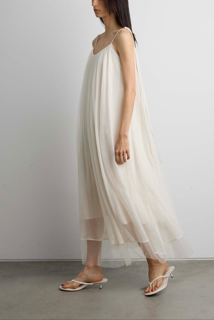 SHEER FLOWY MAXI DRESS in Cream — alternate angle