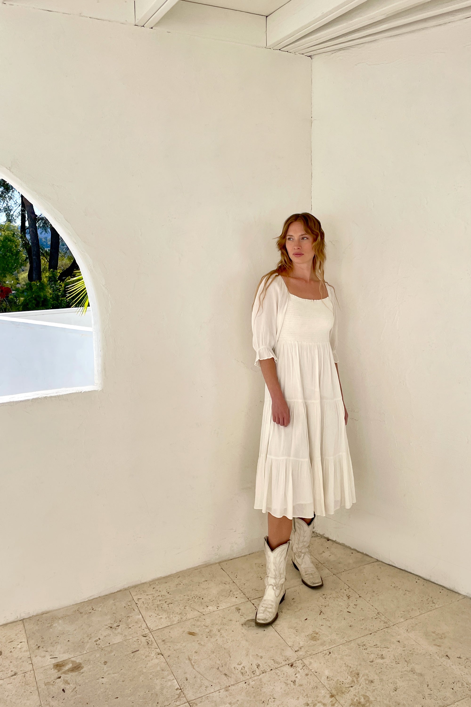 Smocked Midi Dress
