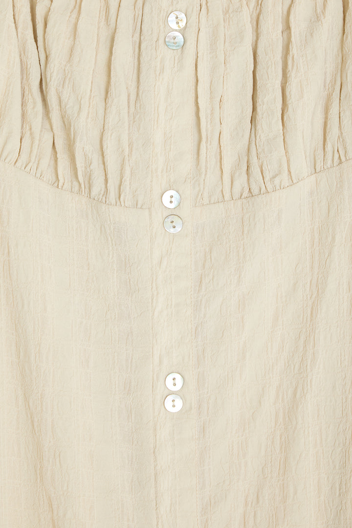 BUTTON FRONT MIDI DRESS in Beige — alternate angle