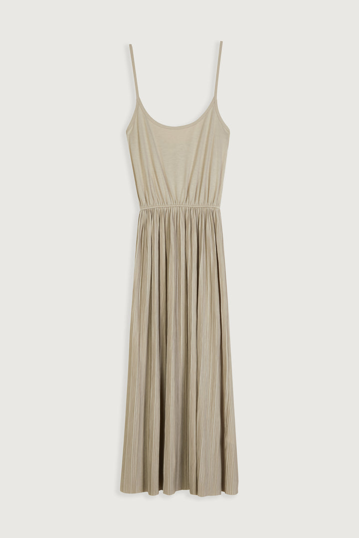 PLEATED MIDI DRESS in Beige — alternate angle