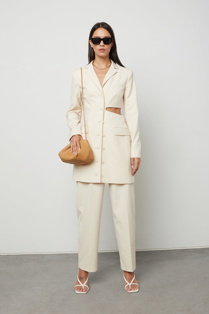CUTOUT BLAZER DRESS in Oatmeal — alternate angle
