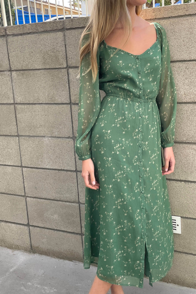 knee length dresses for ladies FLORAL MIDI DRESS
