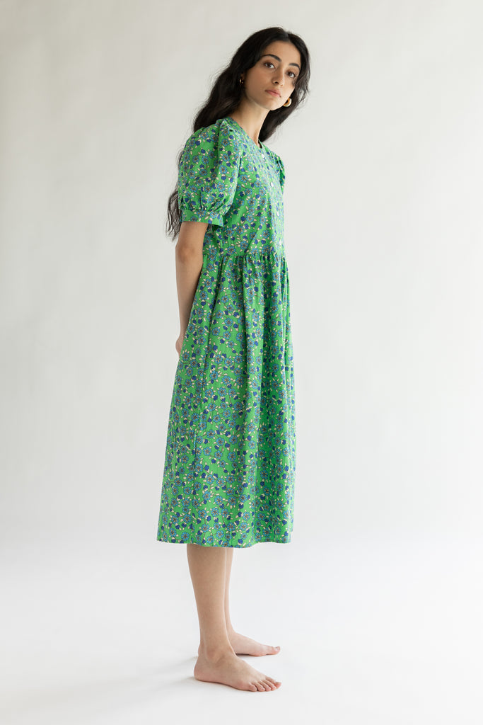 oak and fort floral midi dress Floral Puff Sleeve Midi Dress