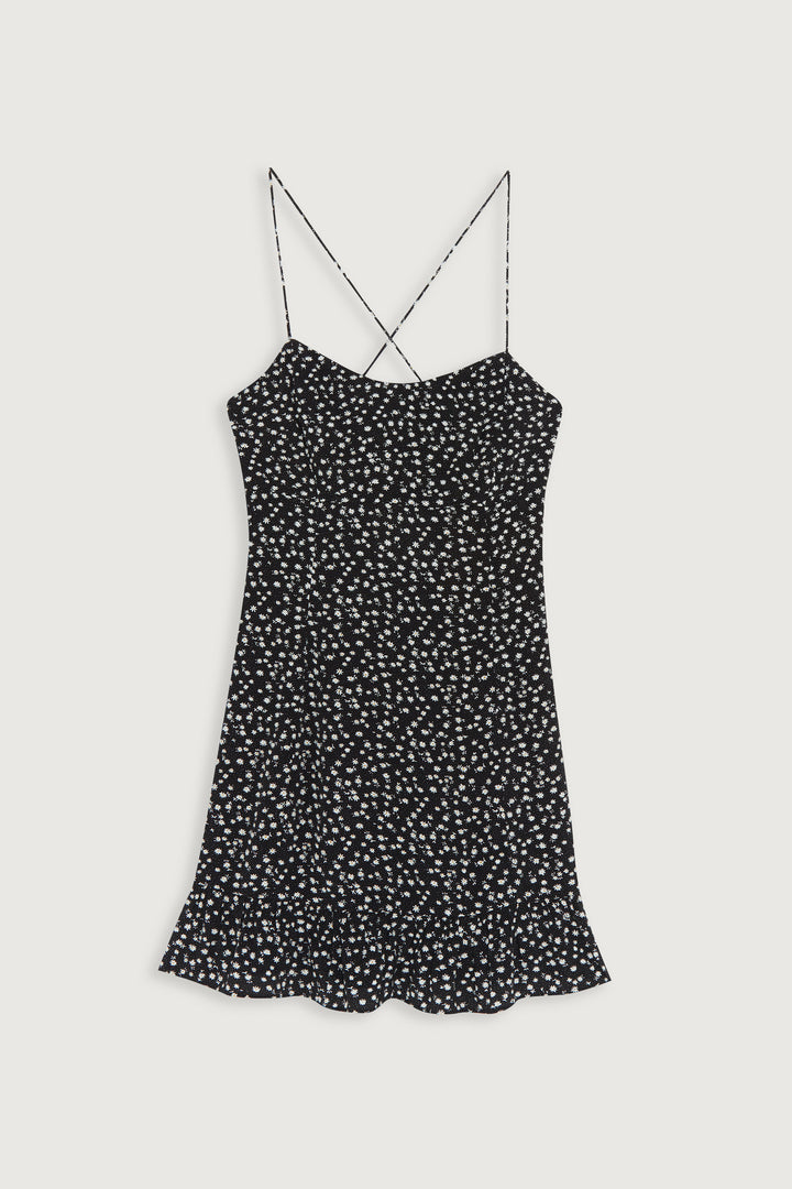 MINI RUFFLE DRESS in Black Print — alternate angle