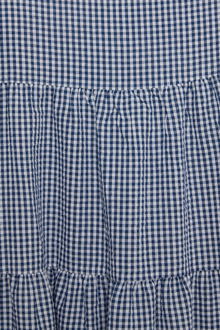 OVERSIZED GINGHAM MIDI DRESS in Navy — alternate angle