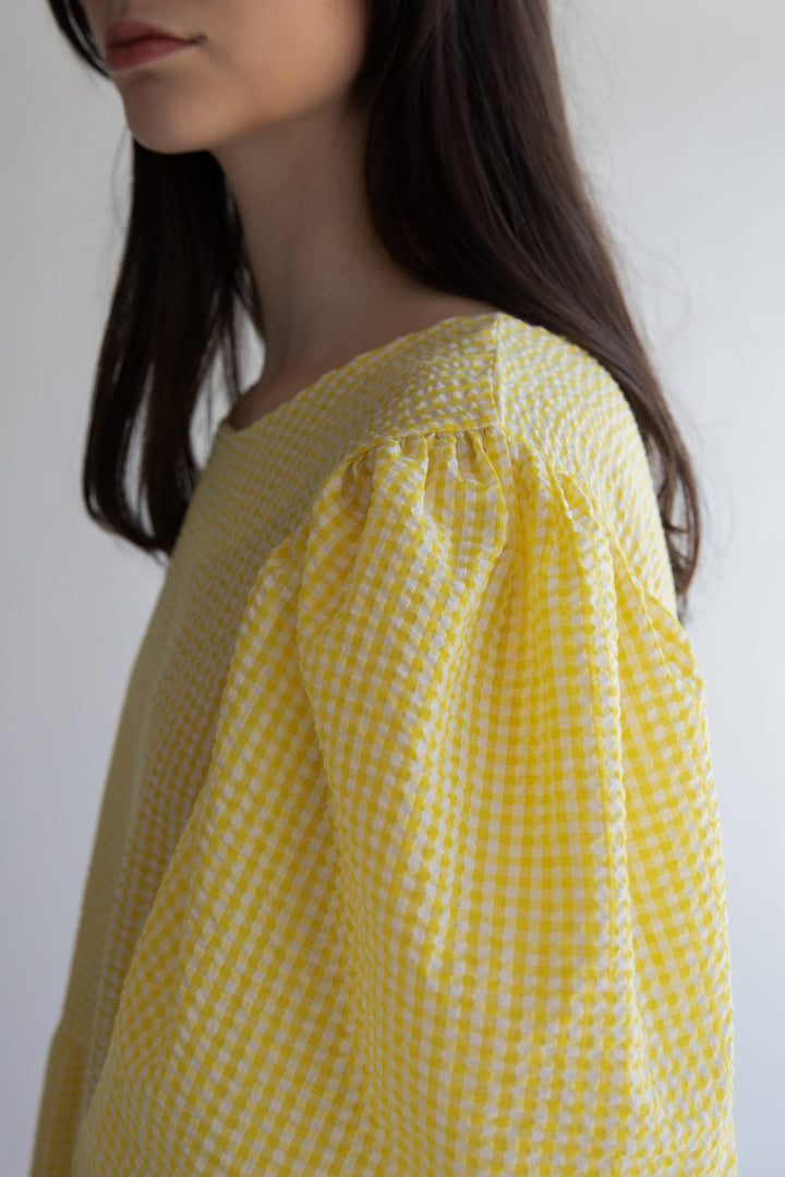 OVERSIZED GINGHAM MIDI DRESS in Yellow — alternate angle