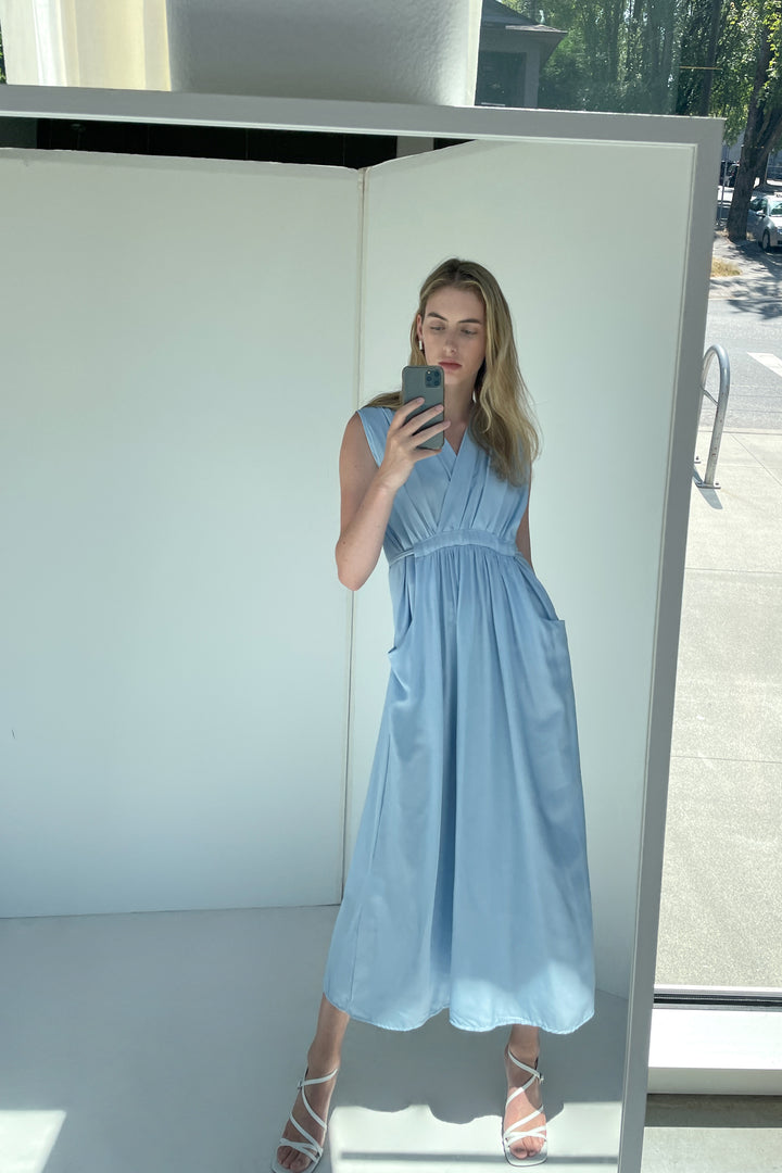 SLEEVELESS MAXI DRESS in Blue — alternate angle