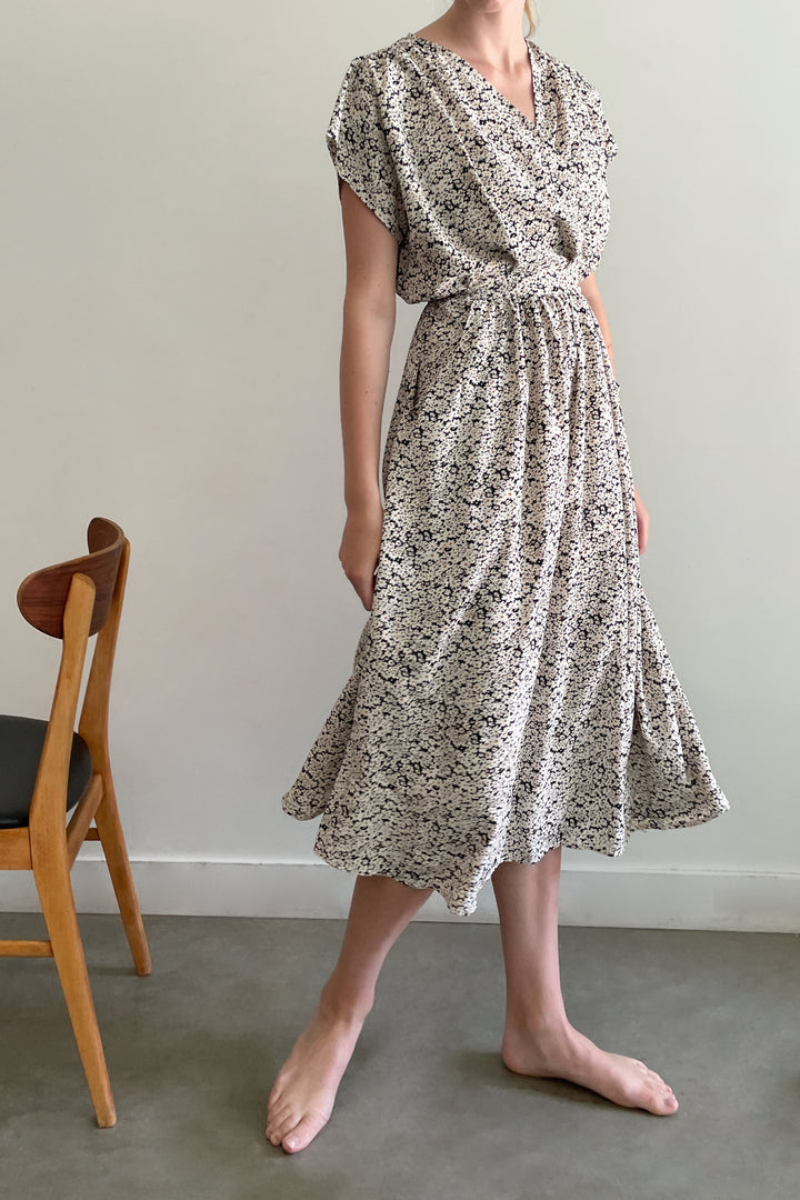 FLORAL MIDI DRESS in Black — alternate angle