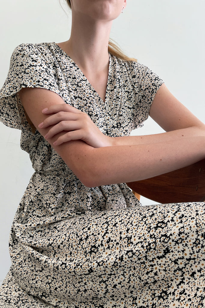 oak and fort floral midi dress Puff Sleeve Floral Midi Dress