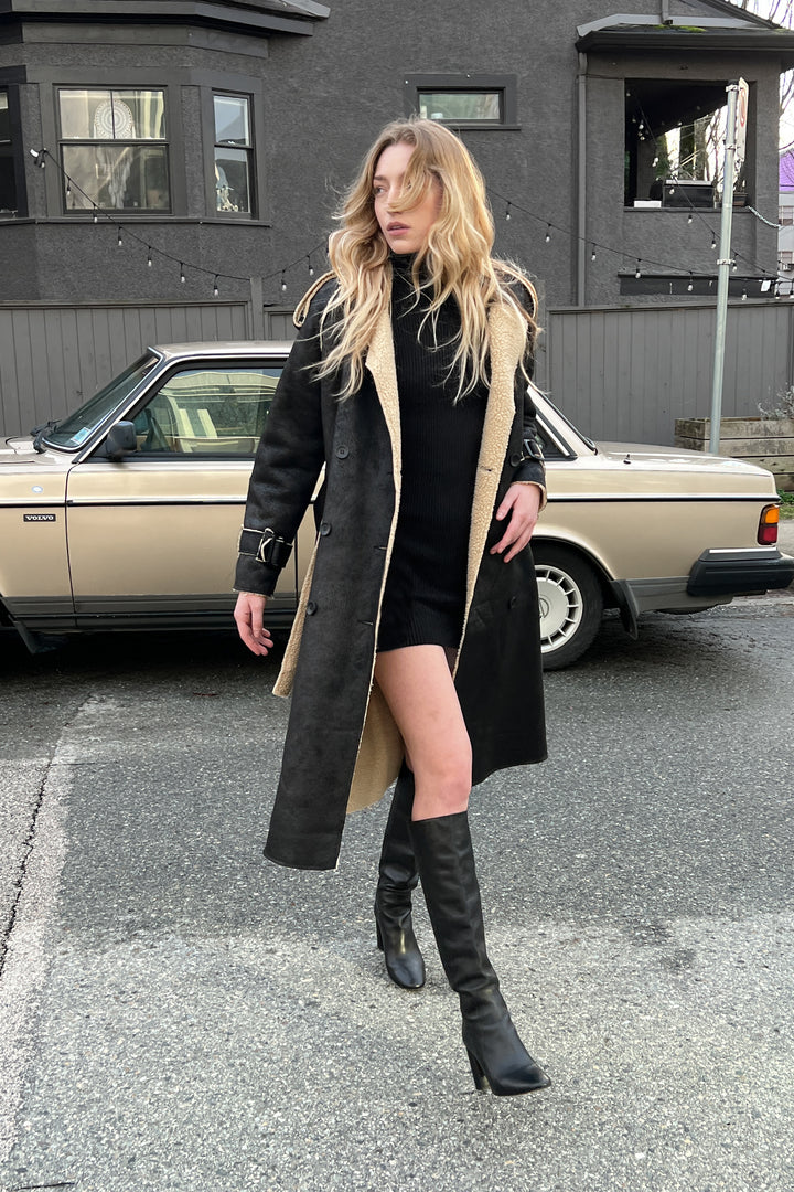 FITTED TURTLENECK DRESS in Black — alternate angle