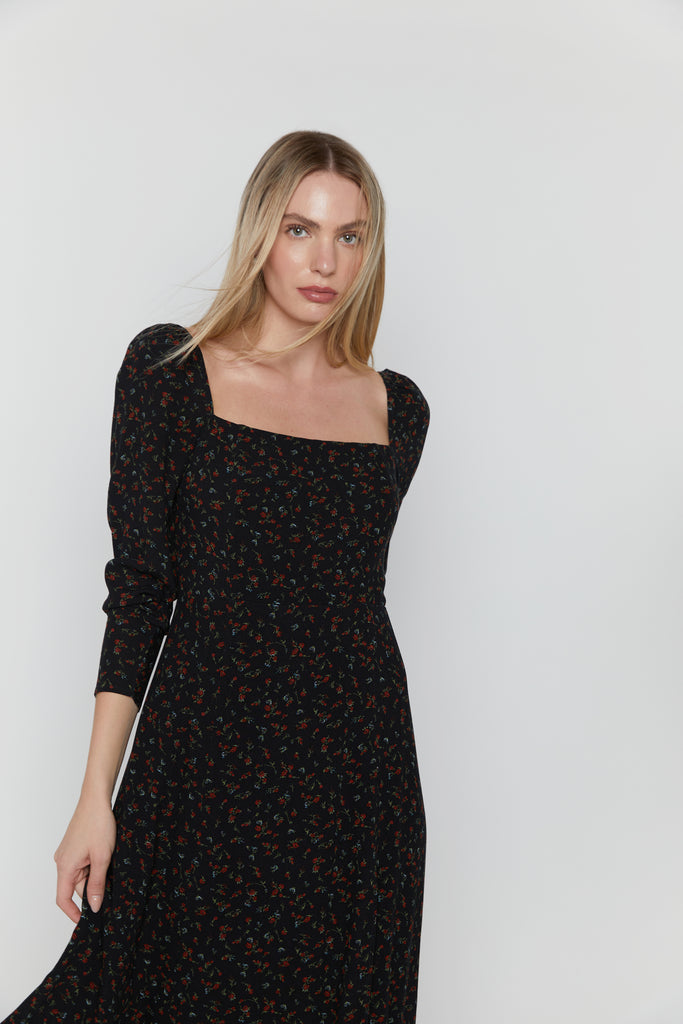 oak and fort floral midi dress FLORAL MIDI DRESS