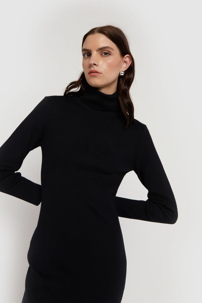 Turtleneck Open Back Sweater Dress OAK FORT OAK FORT USA
