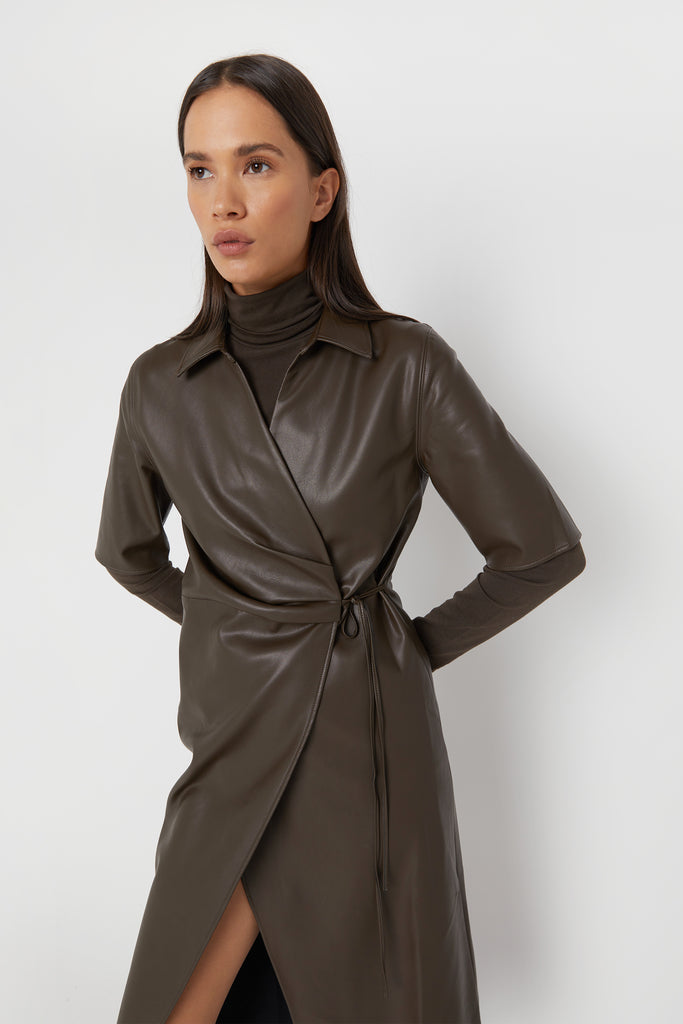 Vegan Leather Wrap Dress | OAK + FORT OAK + FORT USA Vegan Leather Wrap Dress | OAK + FORT OAK + FORT USA
