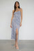 Floral midi dress in blue granite — main image