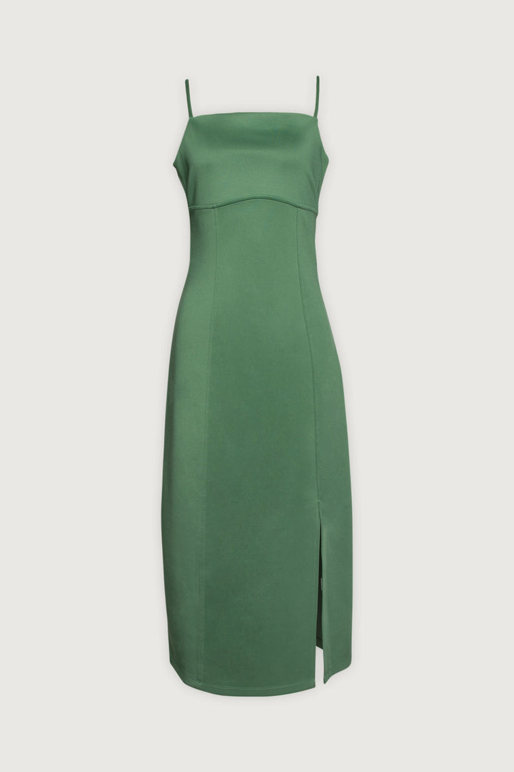 SQUARE NECKLINE MIDI DRESS in Fern Green — alternate angle