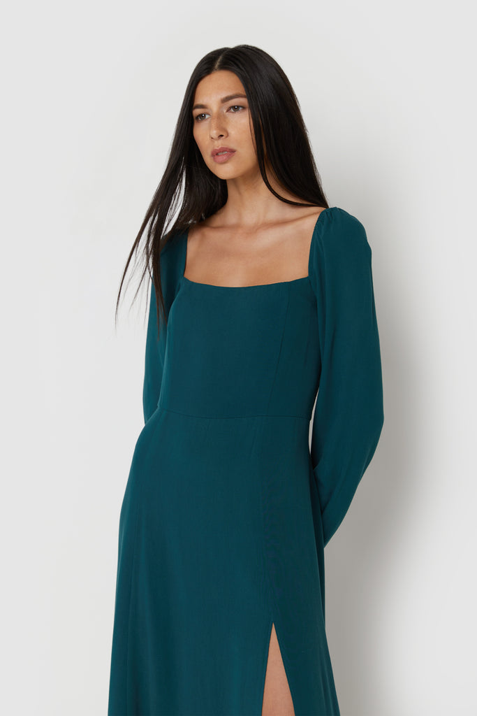 nail polish with dark green dress Joyfolie Women's Amanda Maxi Boho Dress in Seaglass | Bridesmaid | Luxe Midi main image 1