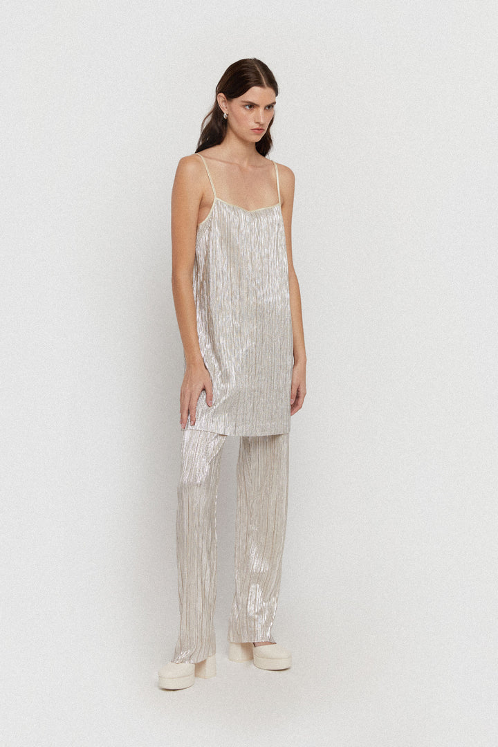 SPARKLY PLEATED MINI DRESS