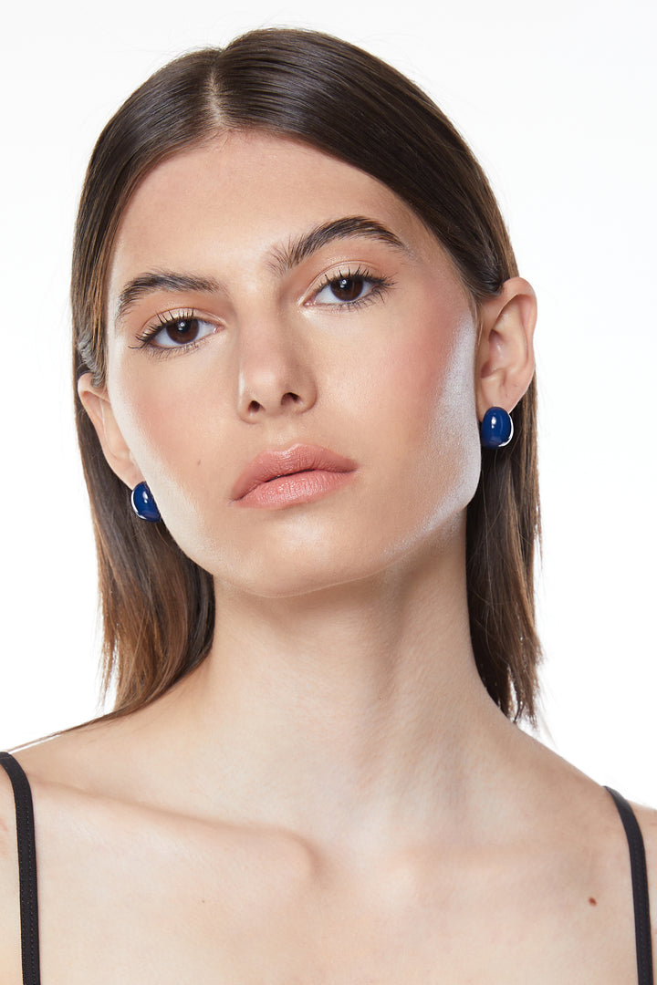 COLOURED CHUNKY MINI HOOPS in Whale Blue — alternate angle