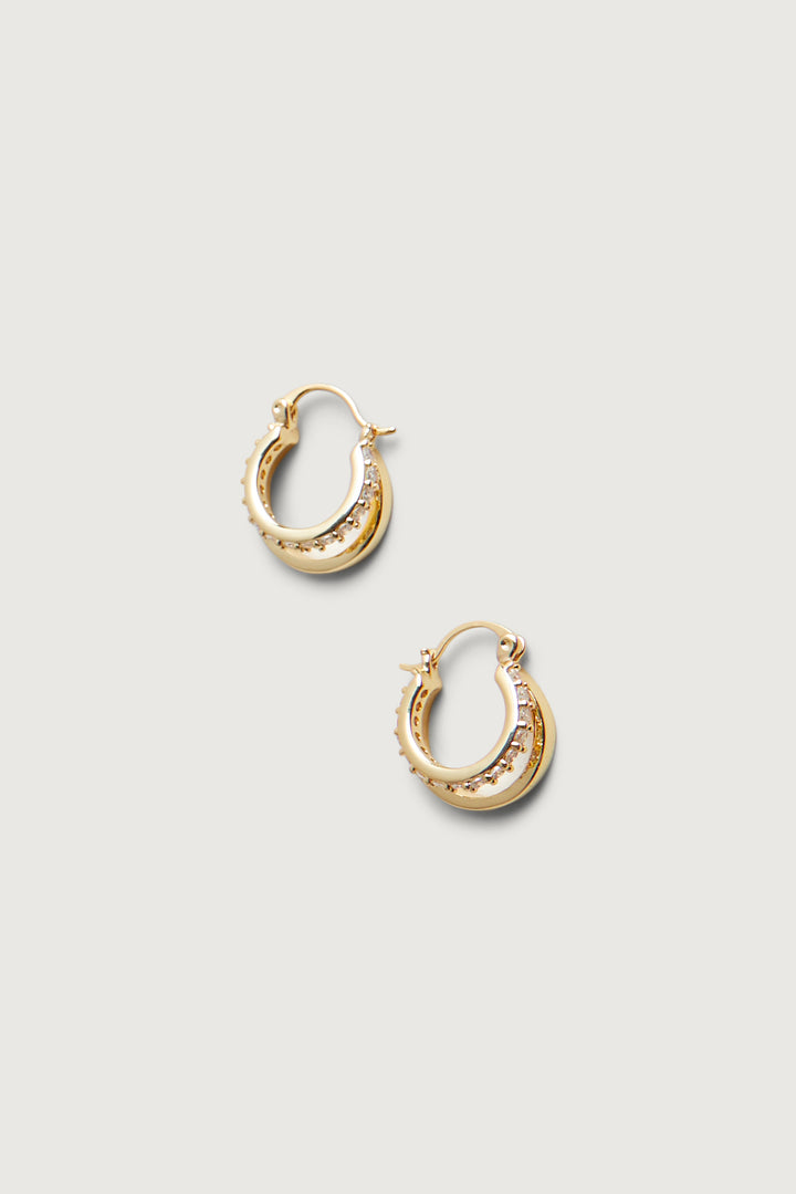 DOUBLE HOOP EARRINGS in Gold — alternate angle