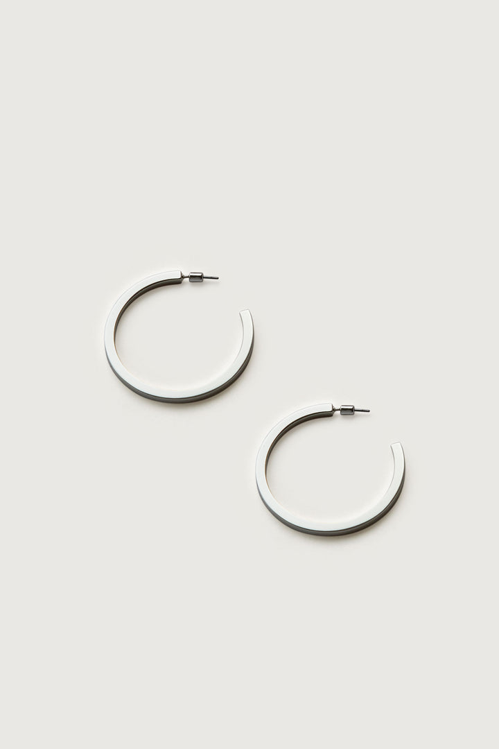 FLAT HOOP EARRINGS in Silver — alternate angle
