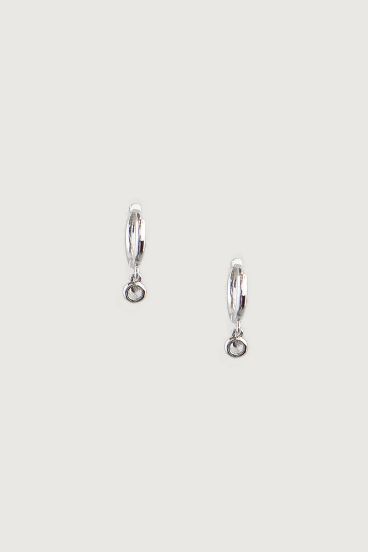HOOP WITH ZIRCONIA DROP in Silver — alternate angle