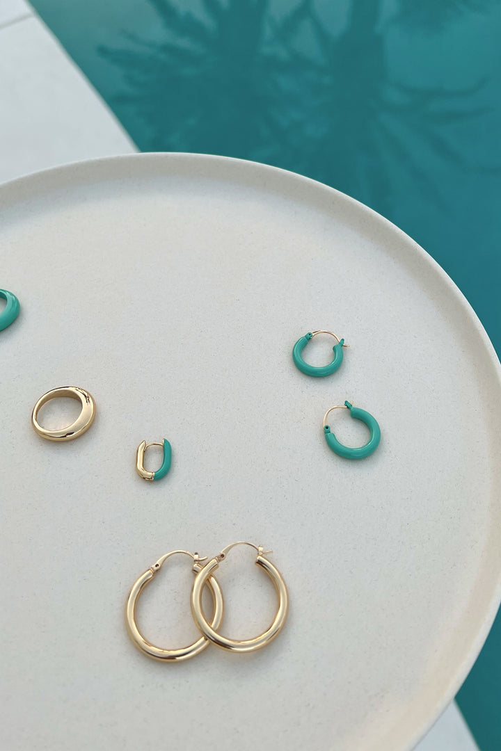 ENAMEL HOOP SET in Gold Aqua Lagoon — alternate angle