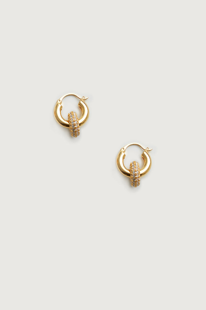 INTERLOCKING ZIRCONIA HOOPS in Gold — alternate angle