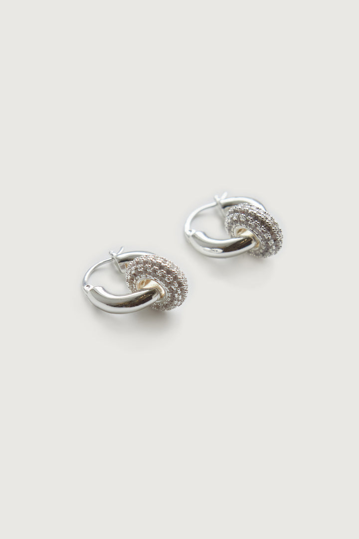 INTERLOCKING ZIRCONIA HOOPS in Silver — alternate angle