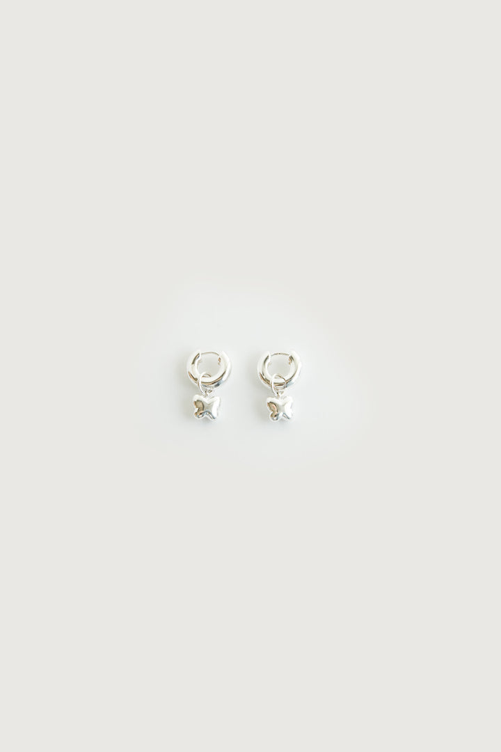 BUBBLY CHARM PENDANT EARRINGS in Silver Butterfly — alternate angle