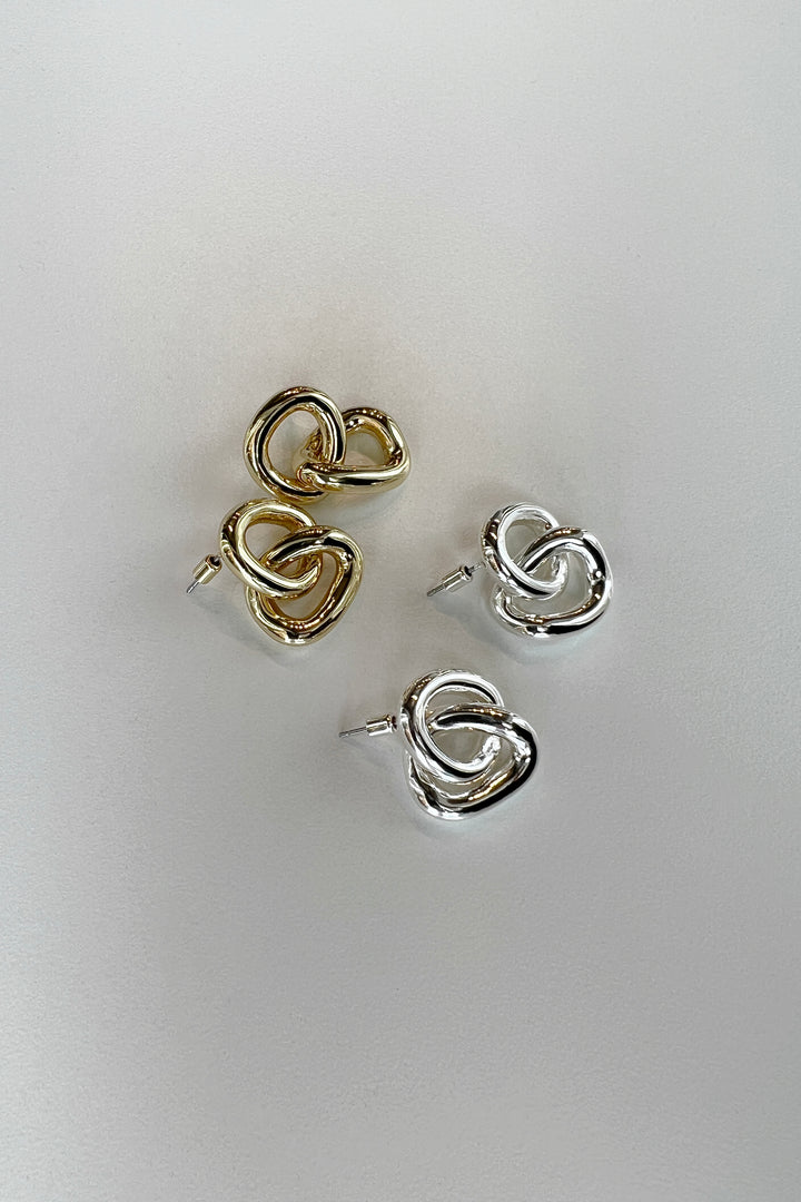 LINKED HOOP STUDS in Gold — alternate angle