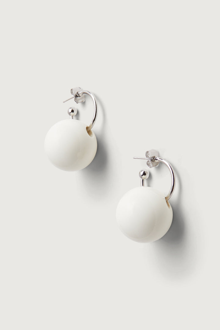 HOOP EARRING WITH SPHERE in Ivory — alternate angle