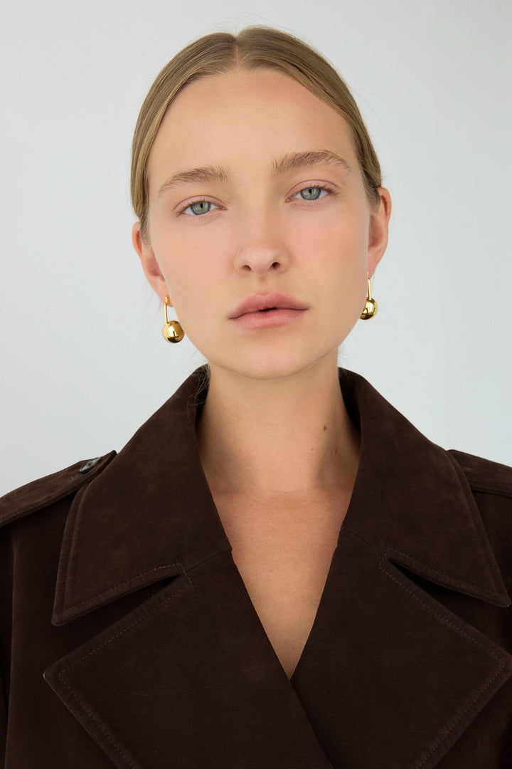 BALL HOOP EARRINGS in Gold — alternate angle