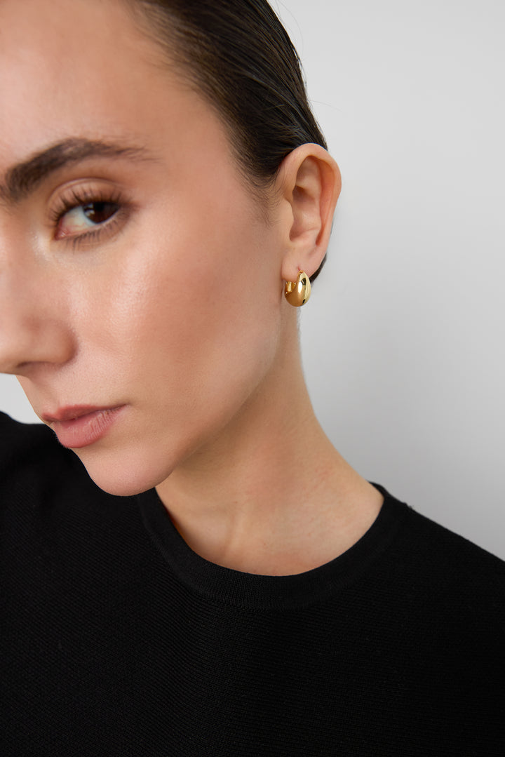 SMALL BUBBLE HUGGIE HOOP EARRINGS in Gold — alternate angle
