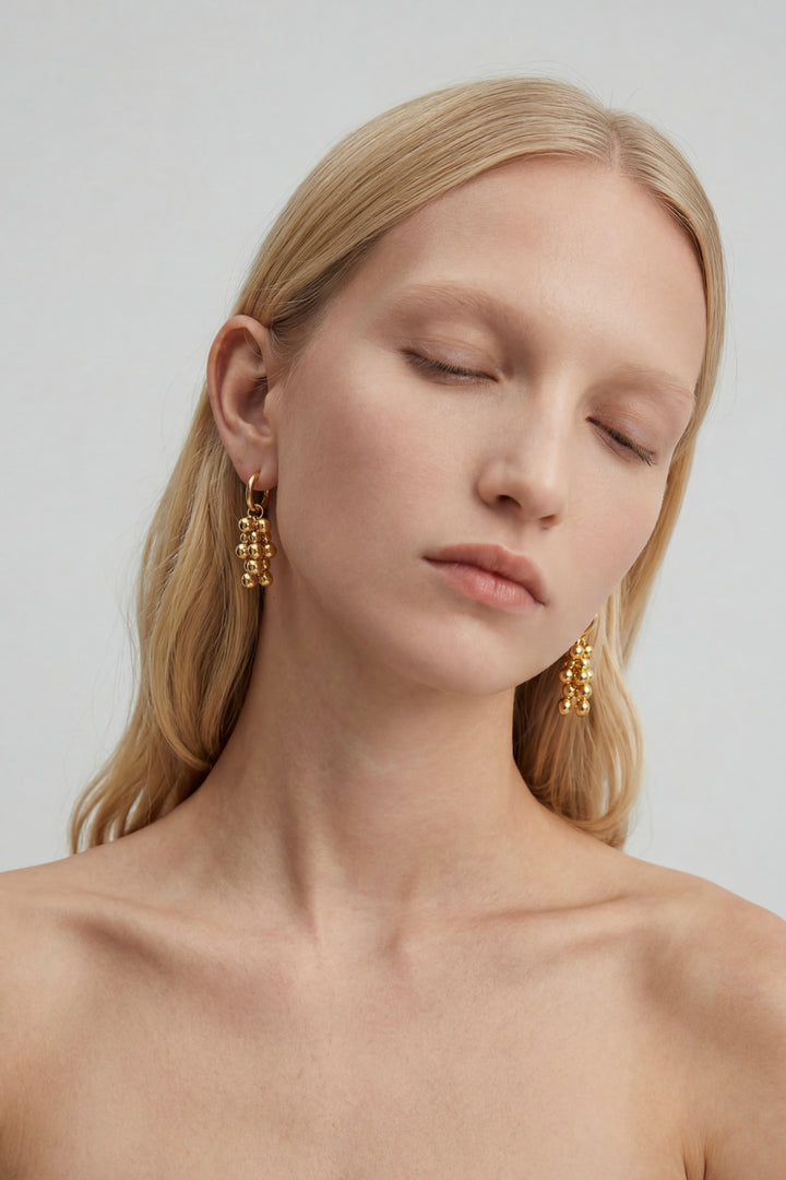 BERRY BEADED DROP EARRINGS in Gold — alternate angle