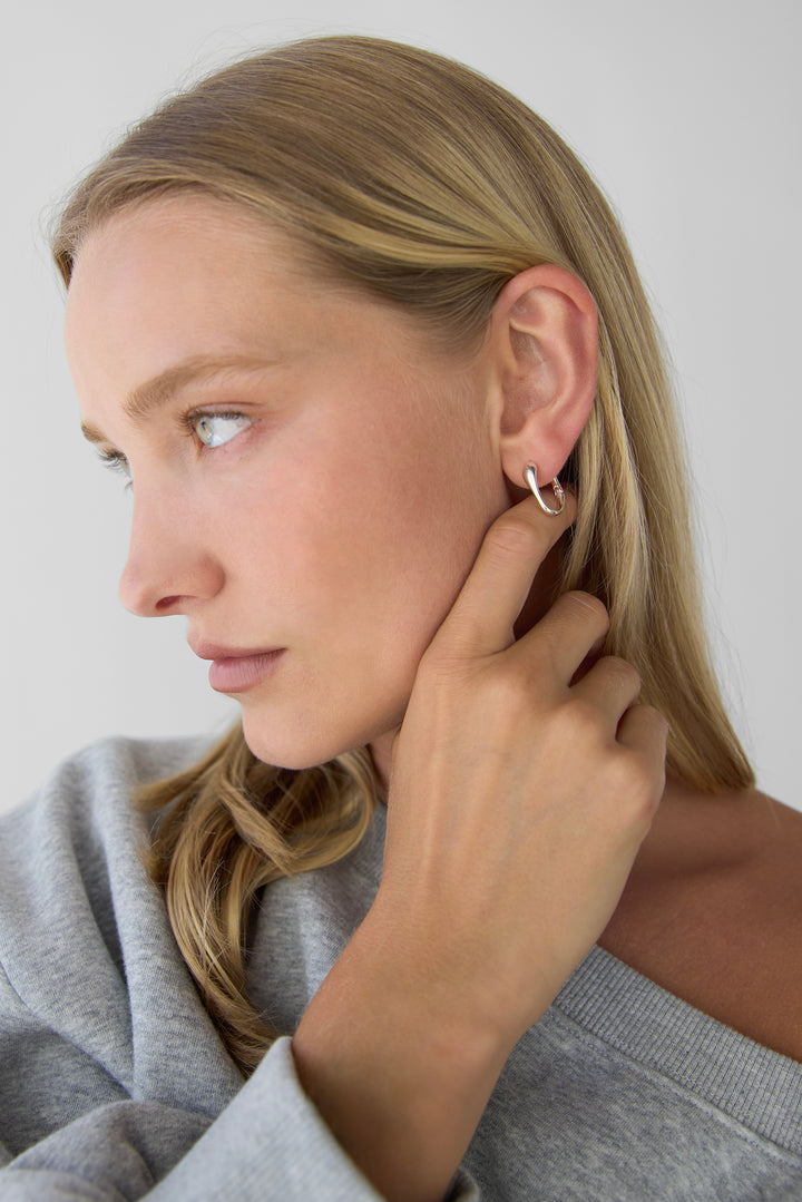 LARGE ORGANIC HOOP EARRINGS in Silver — alternate angle