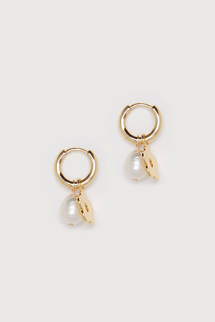 CHARM & PEARL HOOP in Gold Mushroom — alternate angle
