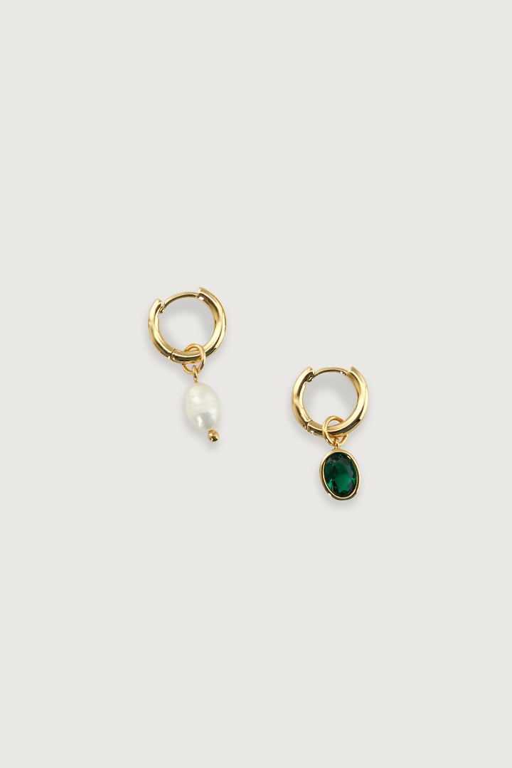 ZIRCONIA AND PEARL HOOPS in Gold — alternate angle