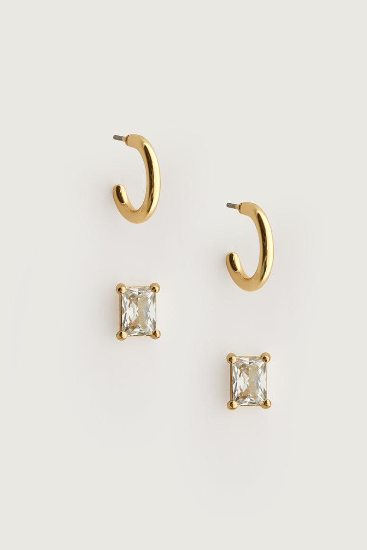 STUD AND HOOP SET in Gold — alternate angle
