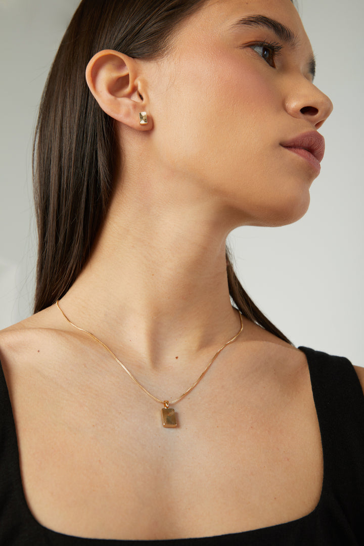 RECTANGLE STARBURST STUD in Gold — alternate angle