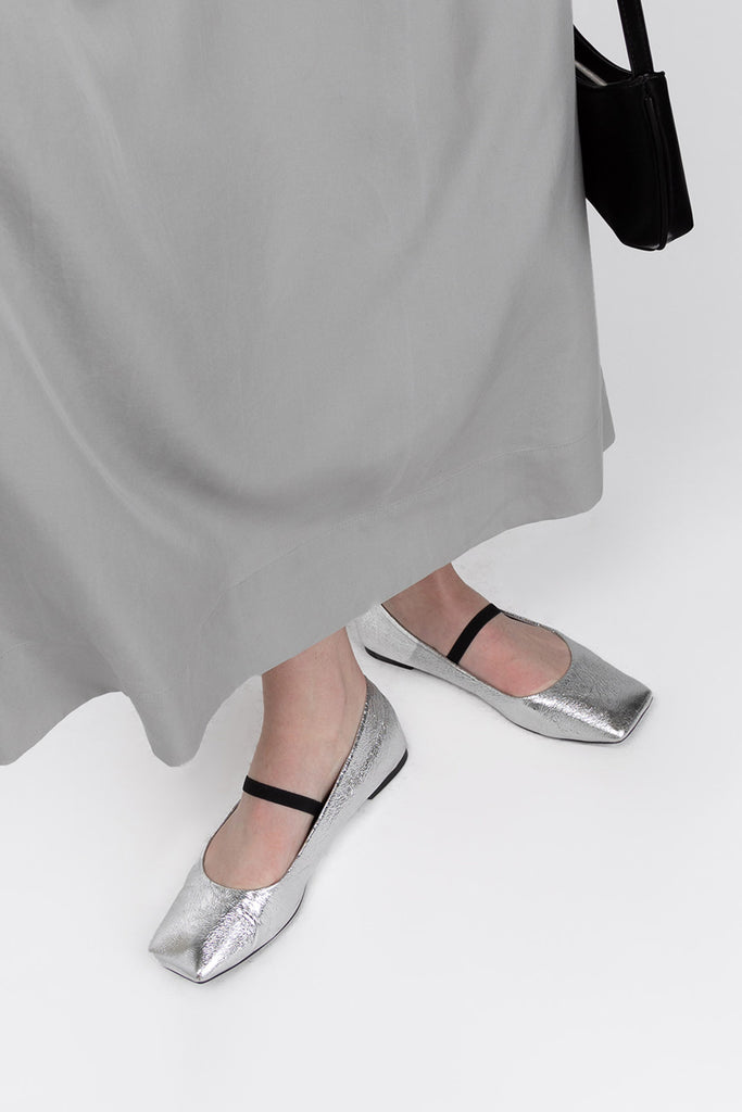 Metallic Silver Ballet Flat | OAK + FORT Silver / 8 Metallic Silver Ballet Flat | OAK + FORT Silver / 8