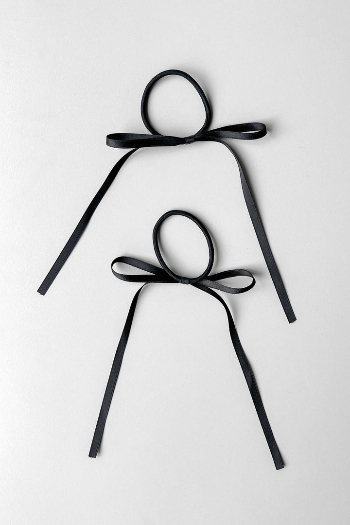 SET OF TWO LONG BOW HAIR TIES in Black — alternate angle