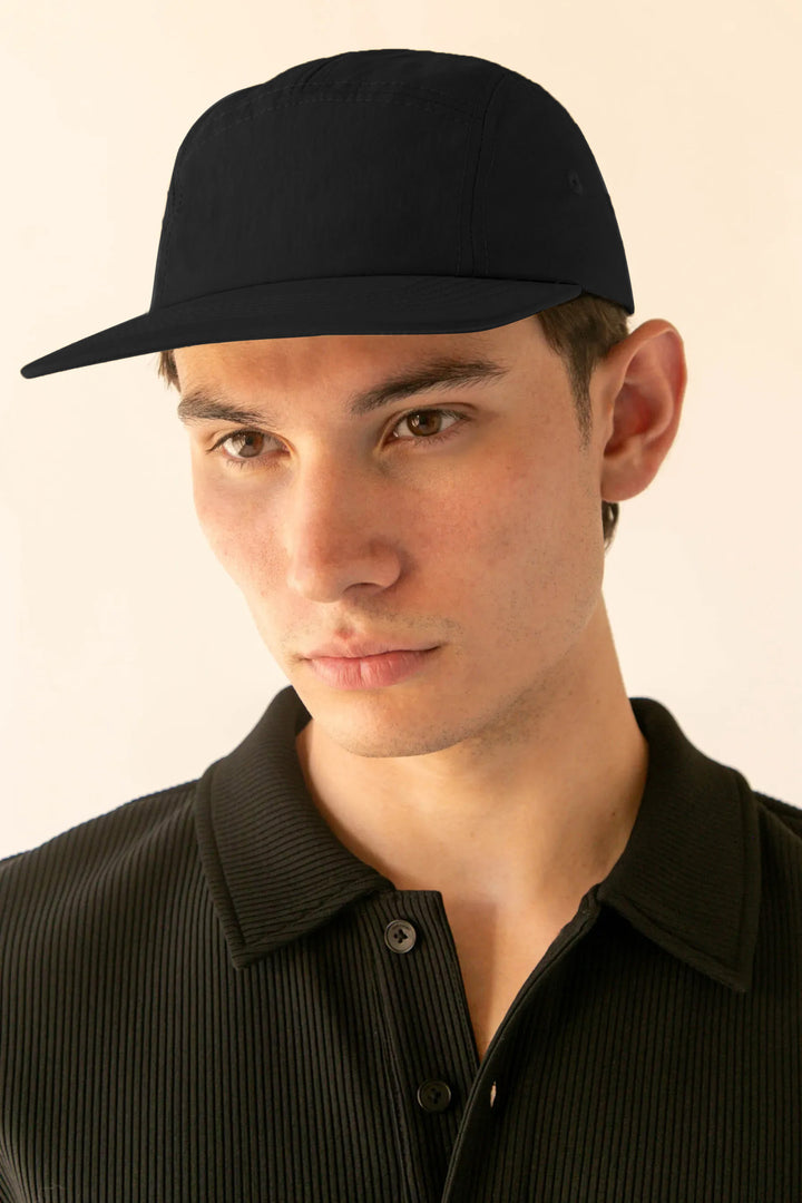 FIVE PANEL CAP in Black — alternate angle
