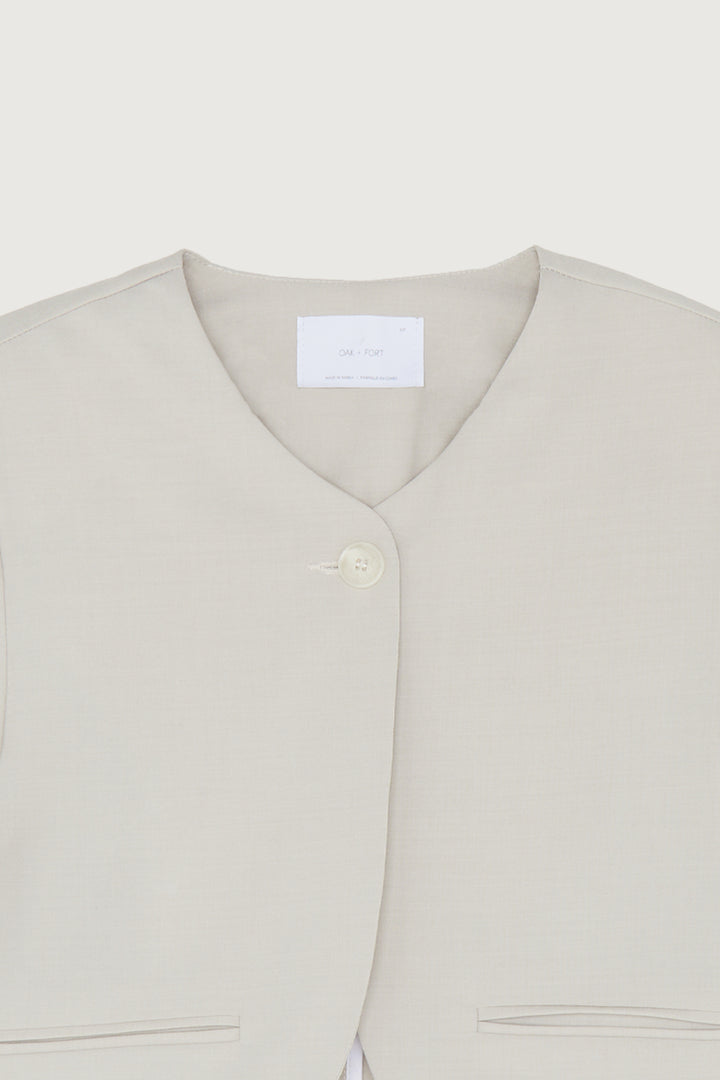 COLLARLESS BLAZER in Light Beige — alternate angle