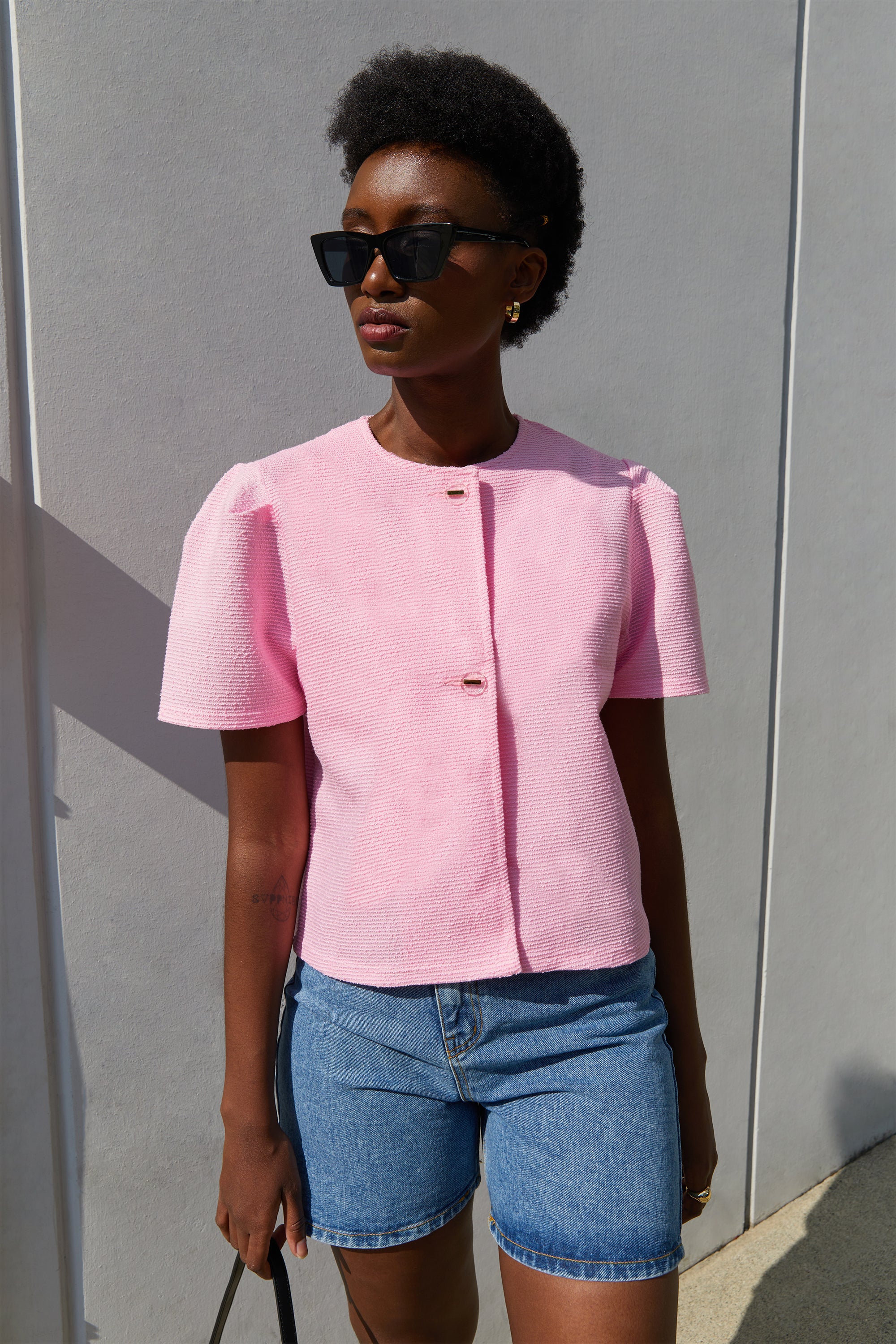 Tweed Short Sleeve Jacket | OAK + FORT – OAK + FORT USA
