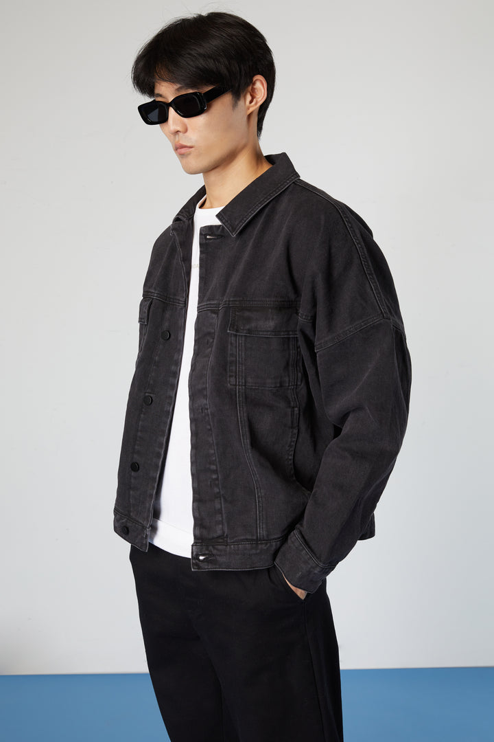 UNISEX DENIM JACKET in Black — alternate angle