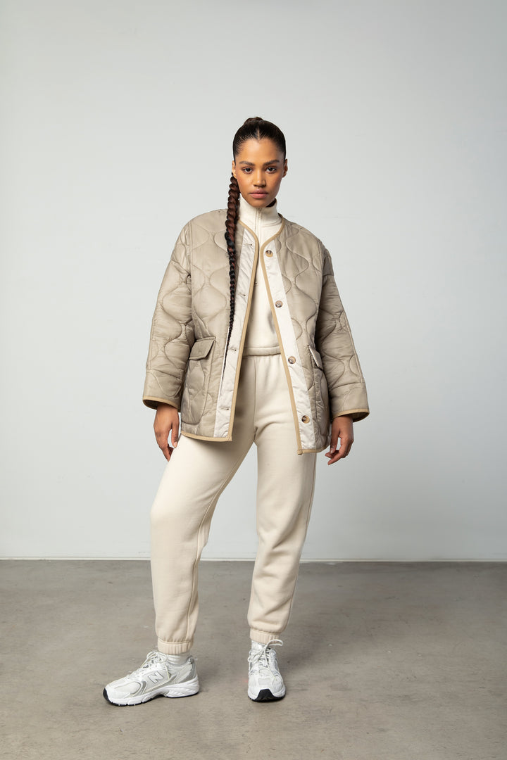QUILTED JACKET in Beige — alternate angle