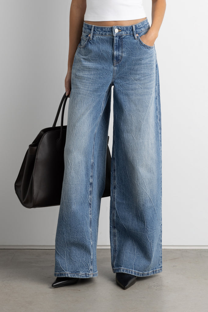 Creased Effect Wide Leg Jean | OAK + FORT – OAK + FORT USA