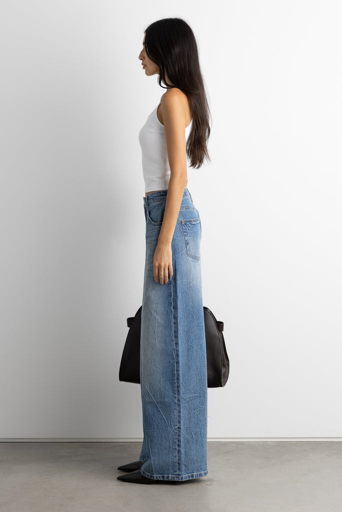 Creased Effect Wide Leg Jean | OAK + FORT – OAK + FORT USA