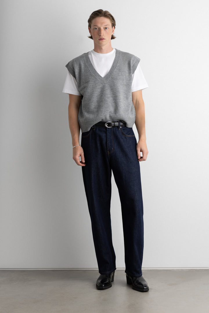 OVERSIZED SUPER WIDE LEG DENIM JEAN in Dark Indigo — alternate angle