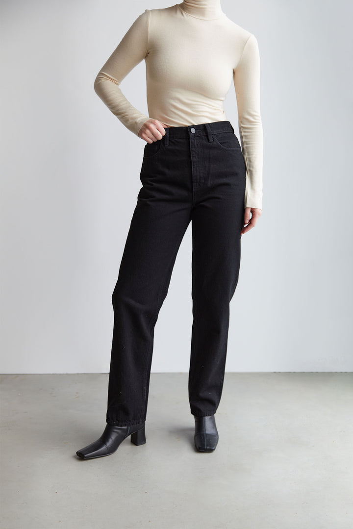 TAPERED BLACK JEANS in Black Wash — alternate angle